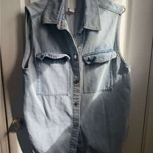H&M Light Blue Denim Sleeveless Jacket